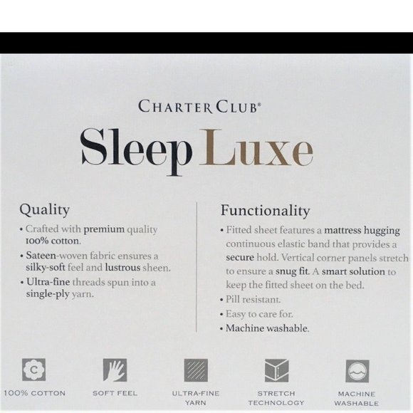 new IVORY Charter Club Sleep Luxe 800 TC 100% Cotton Sateen QUEEN Sheet Set - Picture 3 of 9
